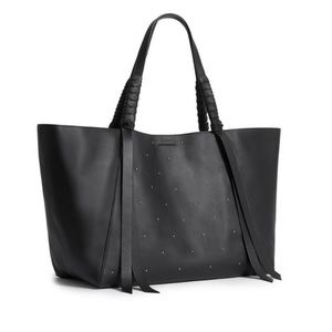 Allsaints black east west tote with little silver studs